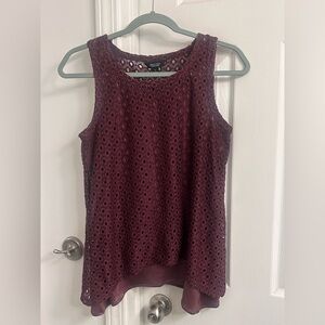 Simply Vera Vera Wang Burgundy Lace Sleeveless Blouse